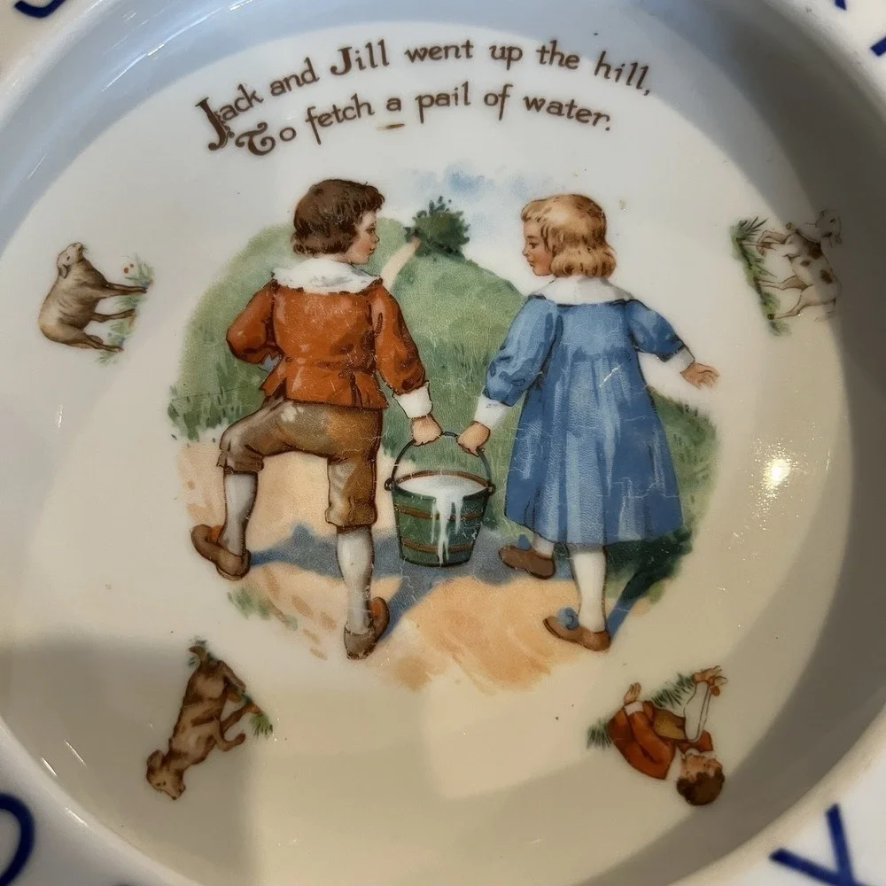 Jack and Jill Bavaria Schumann Nursery Rhyme ABC Baby Dish‎ Plate Vintage